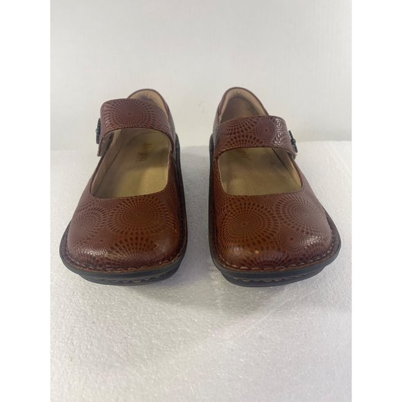 Alegria Paloma Clogs Women's size 9.5 Mary Jane Brown Leather Embossed Comfort - Picture 9 of 16